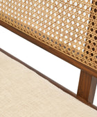 Close Up Shot of Amaya Brown Teak and Weaved Cane Handcrafted Bench