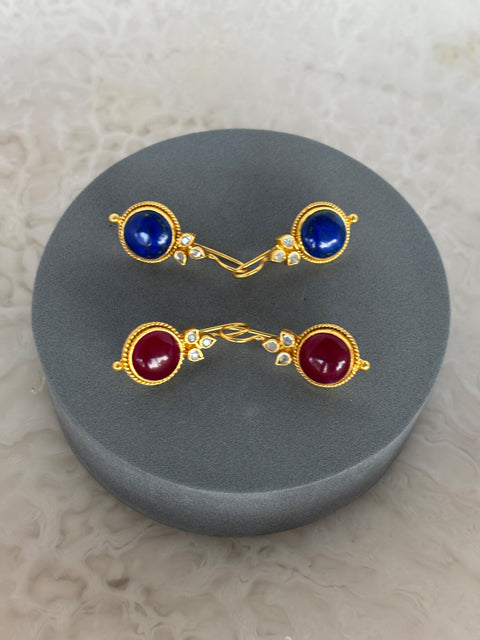 Ethically Sourced Gems Handcrafted in Jaipur - Amaya Sterling Silver Gold Plated Earrings