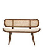 Brown Colour Amaya Teak & Weaved Cane Wood Handcrafted Bench 