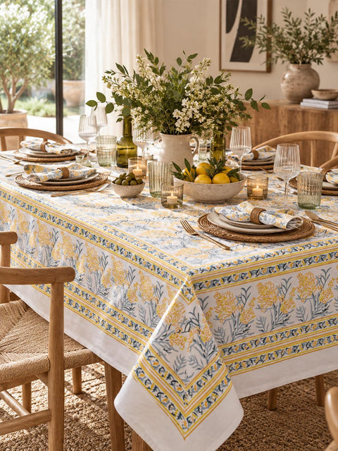 Yellow Tango Lily Jaipuri Tablecloth
