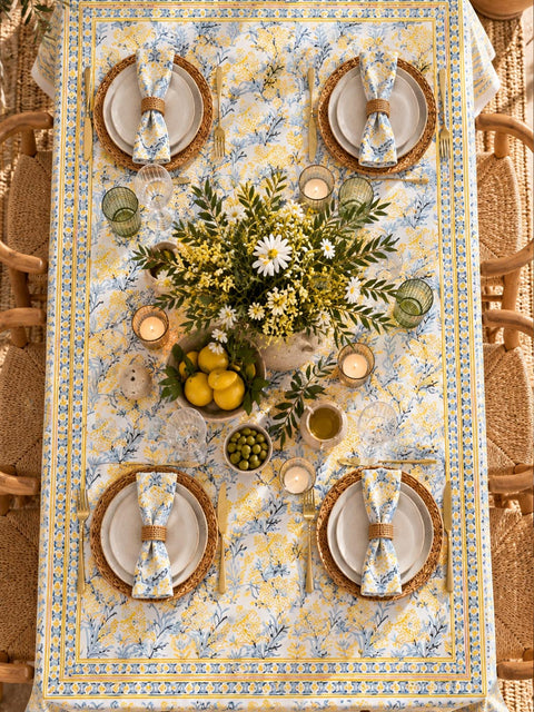 Yellow Tango Lily Jaipuri Tablecloth