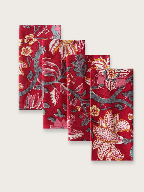 Anarkali Red Jaipuri Napkin - Single