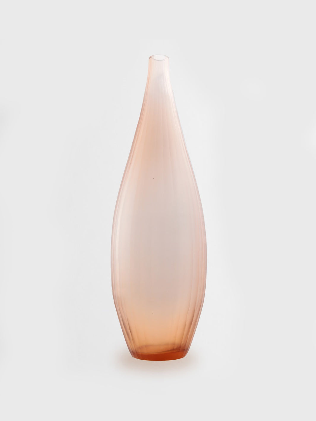 Tall Balloon Peach Vase with Wide Cut Stripes