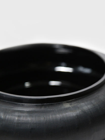 0215-Black Bowl with Cross Cut Pattern