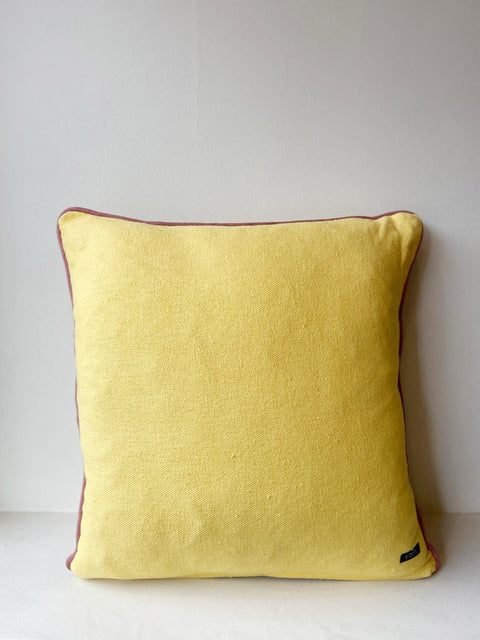 Golden Blossom with Mauve Piping Cushion Cover - House of Roya