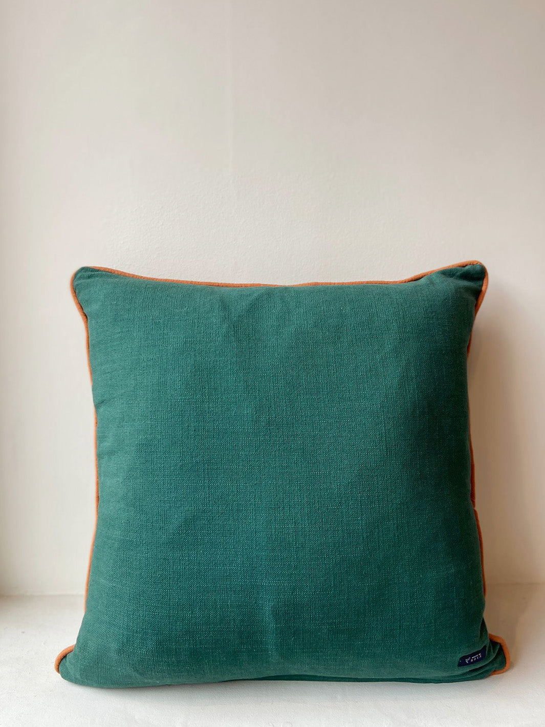 Dark Green Linen with Bronze Embroidery Cushion Cover