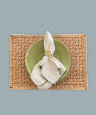 Orange & Natural Bamboo Placemats - House of Roya