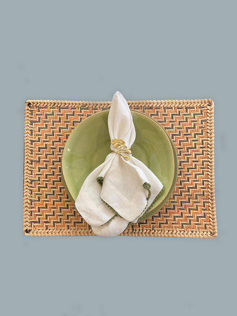 Orange & Natural Bamboo Placemats - House of Roya