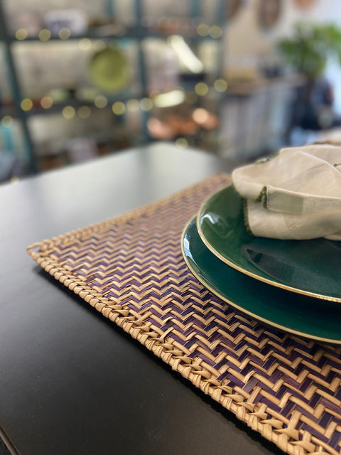 Purple & Natural Bamboo Placemats - House of Roya