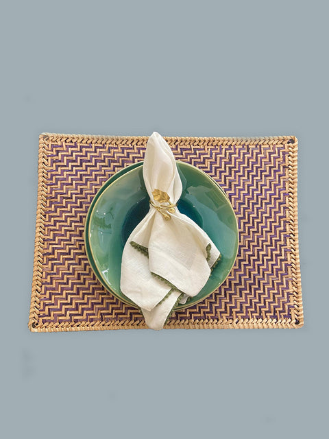 Purple & Natural Bamboo Placemats - House of Roya