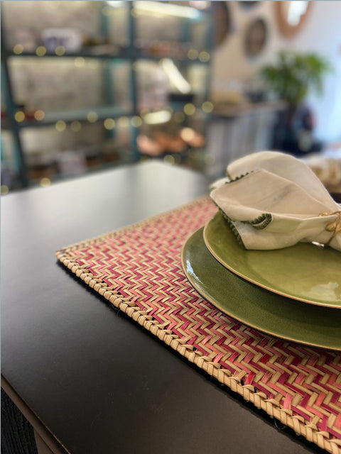 Pink & Natural Bamboo Placemats - House of Roya