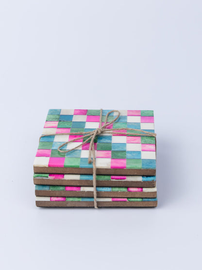 0215-Checkered Coasters - Set of 4