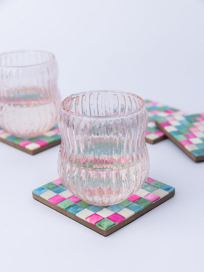 0215-Checkered Coasters - Set of 4