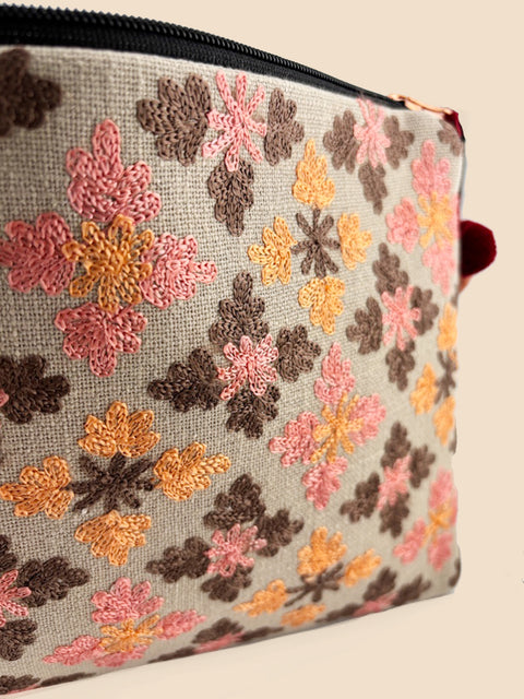 Coral Pink Embroidered Clutch - House of Roya