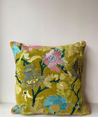 Floral Velvet Embroided - Green with Pink Flowers - House of Roya