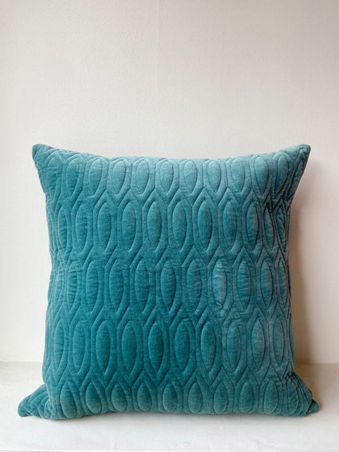 Quilted Velvet Teal Cushion Cover - House of Roya