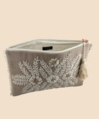 Latte Grey Embroidered Clutch - House of Roya