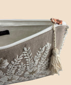 Latte Grey Embroidered Clutch - House of Roya