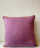 Floral Linen - Green with Purple Flowers Cushion Cover - House of Roya