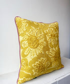 Golden Blossom with Mauve Piping Cushion Cover - House of Roya