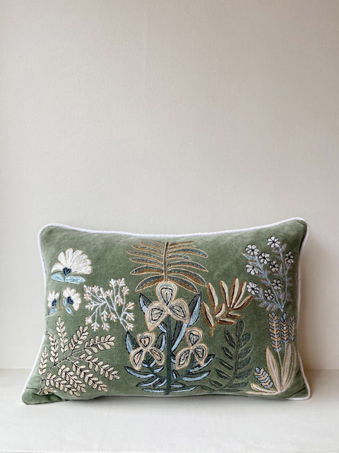 Whispering Greens Rectangle Cushion Cover - House of Roya