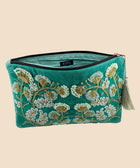 Jade Green Velvet Embroidered Clutch - House of Roya
