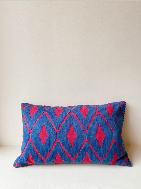Red and Blue Diamond Geometric Pattern  Cushion Cover - House of Roya