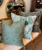 Forest Green Palm Leaf Pattern Cushion Cover - House of Roya