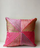 Pink and Lime Green Diamond Pattern Cushion Cover - House of Roya