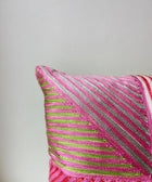 Pink and Lime Green Diamond Pattern Cushion Cover - House of Roya