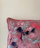Pink Bamboo Scene Embroided Cushion Cover - House of Roya