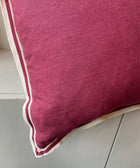 Red Linen with Twill Ribbon Cushion Cover - House of Roya