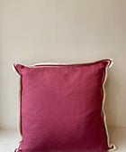 Red Linen with Twill Ribbon Cushion Cover - House of Roya