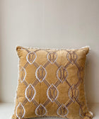 Tan Velvet Cushion Cover with Contrasting Stitch - House of Roya