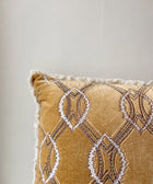 Tan Velvet Cushion Cover with Contrasting Stitch - House of Roya
