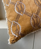 Tan Velvet Cushion Cover with Contrasting Stitch - House of Roya