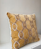 Tan Velvet Cushion Cover with Contrasting Stitch - House of Roya