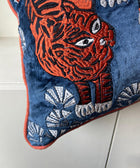 Tiger Embroidered with Orange Piping Cushion Cover - House of Roya