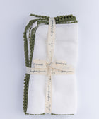 White Carmel Green Pom Pom Napkins - Set of 4 - House of Roya