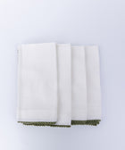 White Carmel Green Pom Pom Napkins - Set of 4 - House of Roya