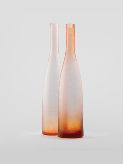 Peach Gradient Vase with Cross Cut Detail