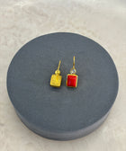Rear Shot of Sterling Silver Gold Plated Leila Earrings Set With Red Coral Gemstone