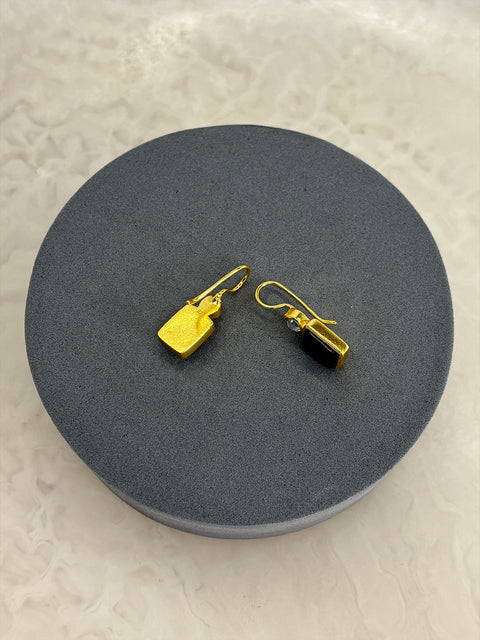 Rear Shot of Sterling Silver Gold Plated Leila Earrings Set With Purple Amethyst Gemstone