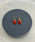Sterling Silver Gold Plated Leila Earrings Set With Red Coral Gemstone