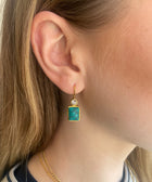 Lifestyle Shot of Sterling Silver Gold Plated Leila Earrings Set With Turquoise Gemstone