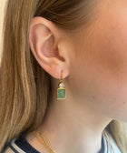 Lifestyle Shot of Sterling Silver Gold Plated Leila Earrings Set With Green Aventurine Gemstone