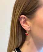 Model View of Sterling Silver Gold Plated Nayantara Red Quartz Earrings