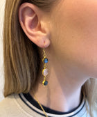 Model Image of Neha Sterling Silver Gold Plated Smokey and Rose Quartz Earrings
