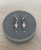 Front Shot Image of Neha Sterling Silver Gold Plated Smokey and Rose Quartz Earrings