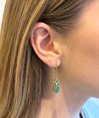 Model View of Aarna Sterling Silver Gold Plated Green Aventurine Gem Earrings